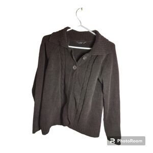 DENVERHAYES WOMENS MEDIUM BROWN BUTTON DOWN SWEATER CARDIGAN